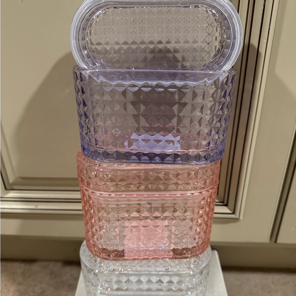 NWT-purple pink and white trinket boxes